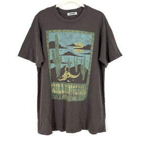 Daydreamer Willie Nelson Austin Texas Tee Dress Brown Medium NWOT